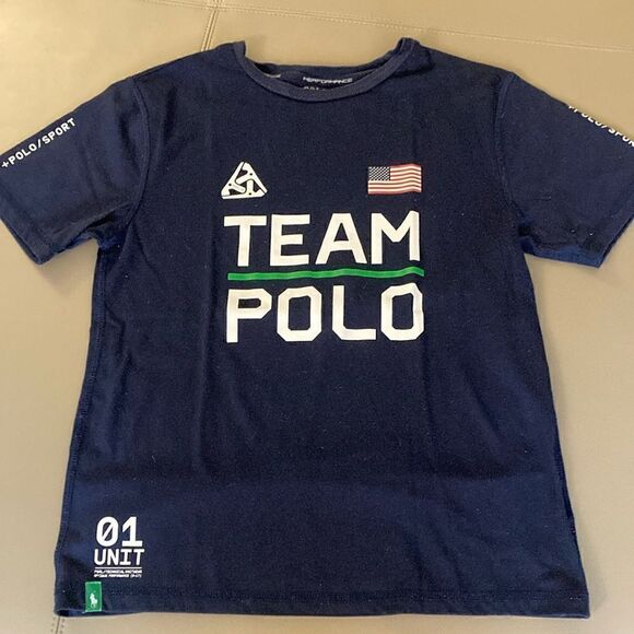 Polo Ralph Lauren Boys Size M Navy Short Sleeve Performance Cotton T Shirt. - Picture 1 of 7